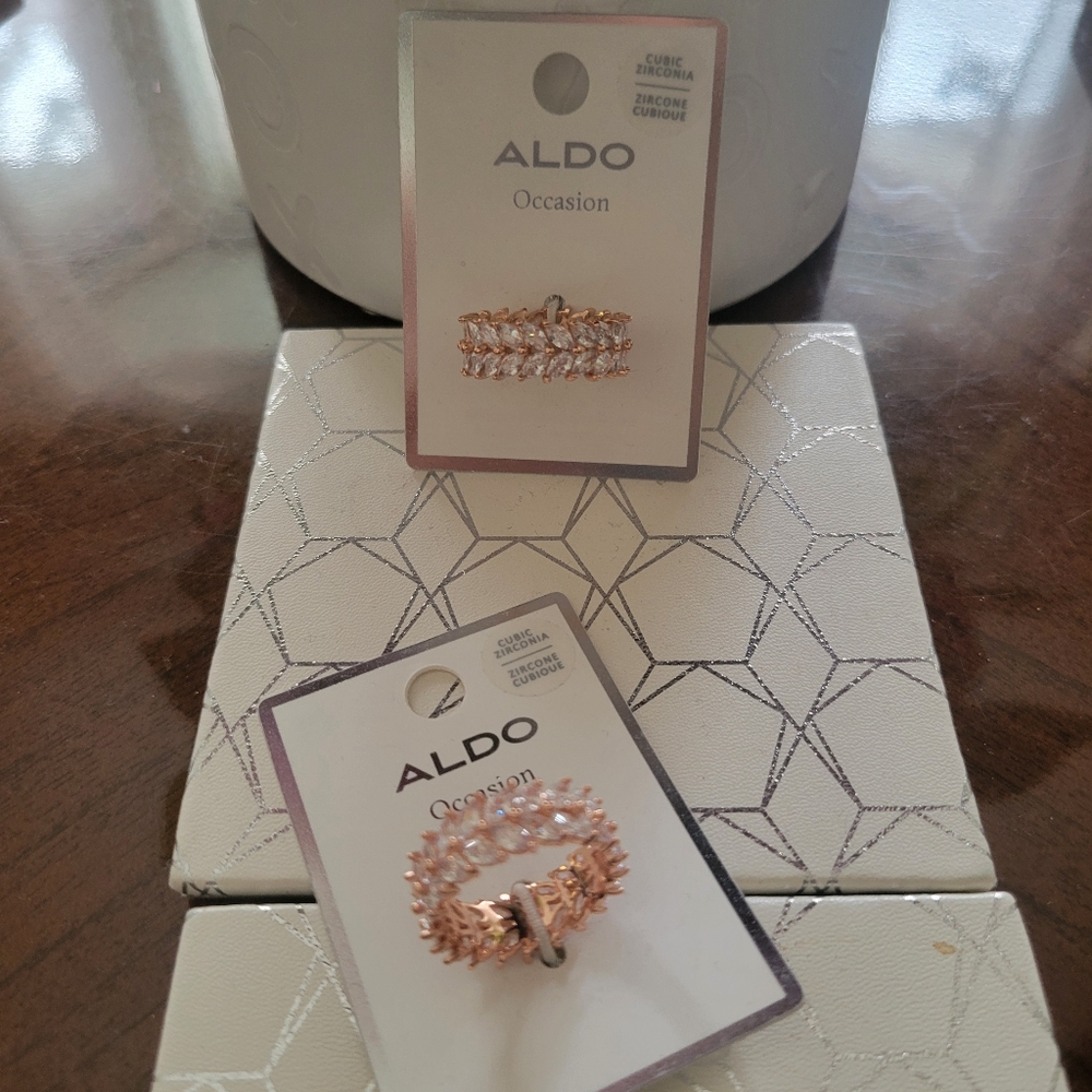 STUNNING ROSEGOLD 14KT PLATED CZ RINGS Size 8 - Picture 4 of 5